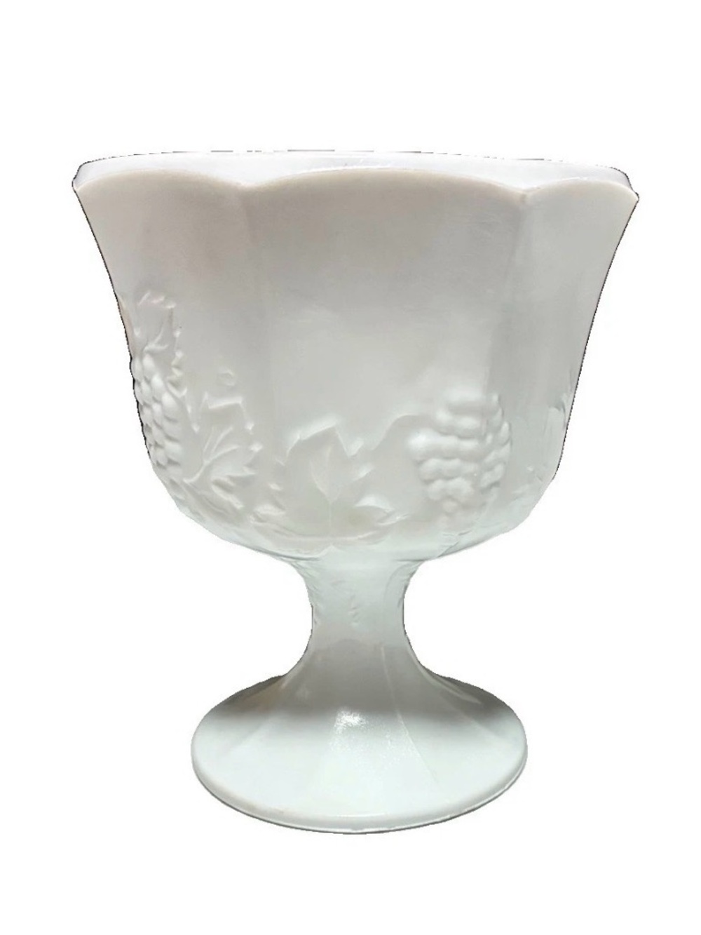 Vintage Indiana White Milk Glass Colony Harvest Grape Planter/Compote